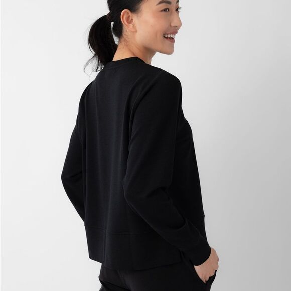 Cozy earth Women's Bamboo Ultra Soft Raglan Pullover Crew black New With Tags - Picture 7 of 10